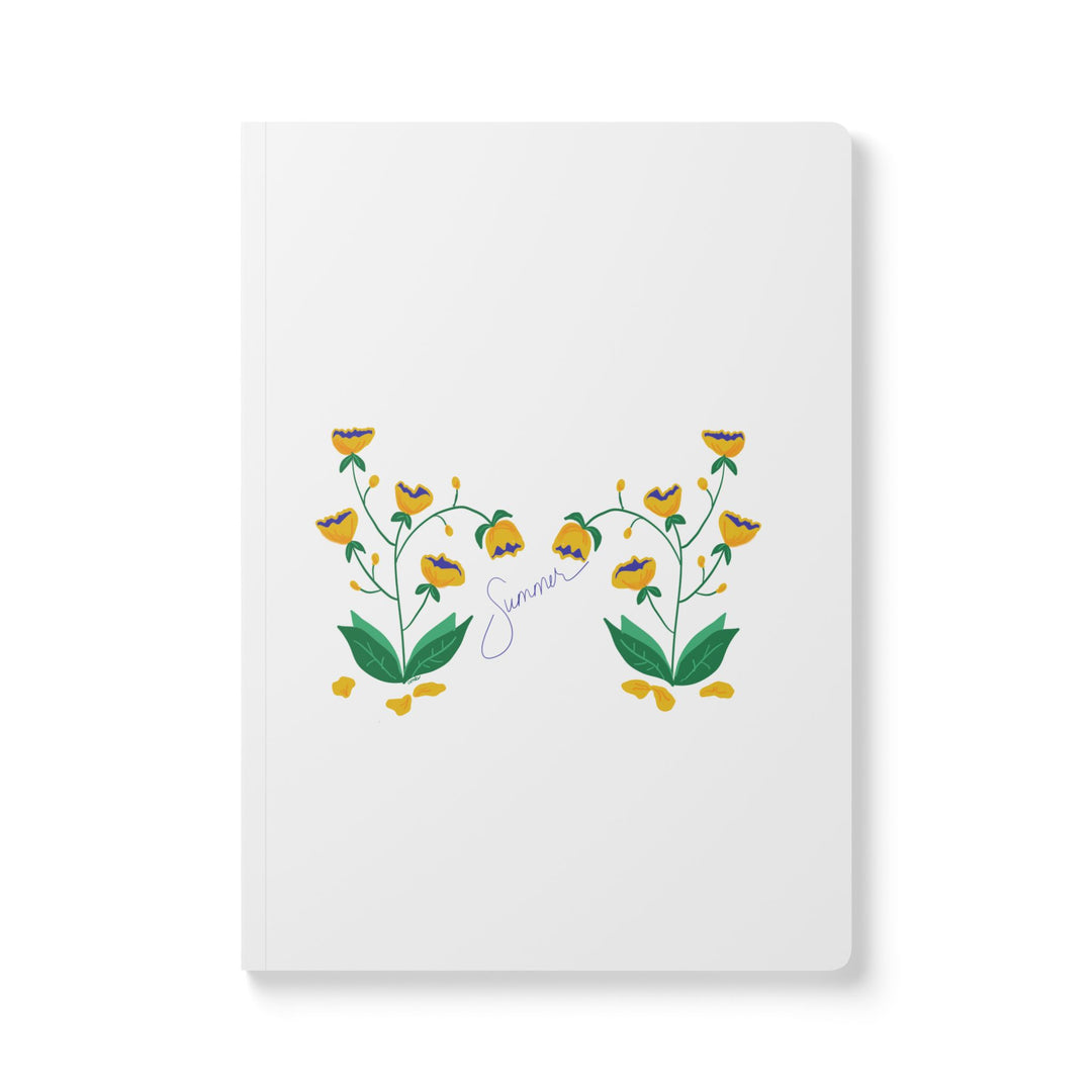 Floral journal with hand-drawn summer flowers - part of the Seasons stationery collection by Annmarie Boyle