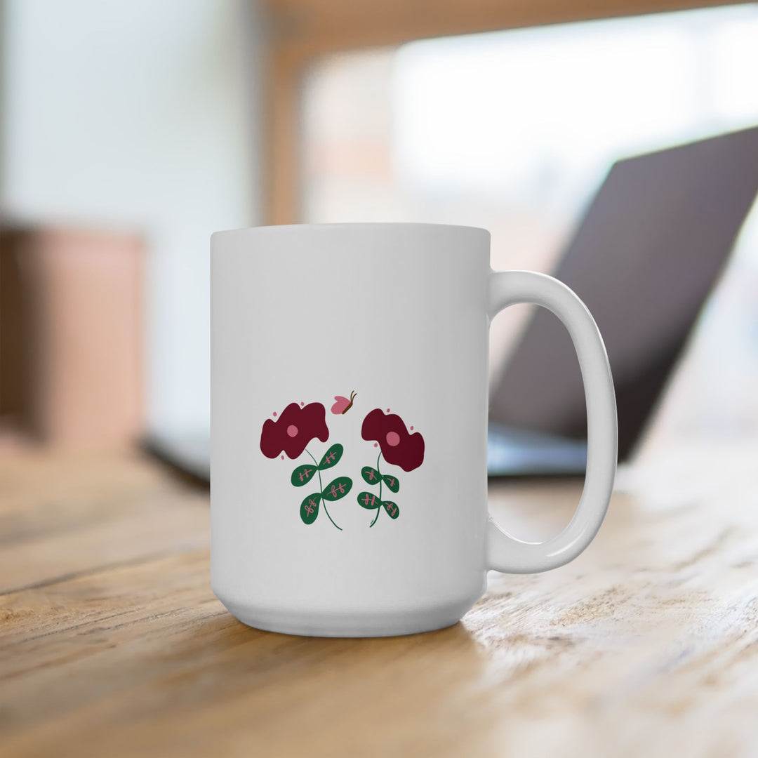 Bookish Mug, Red Flowers