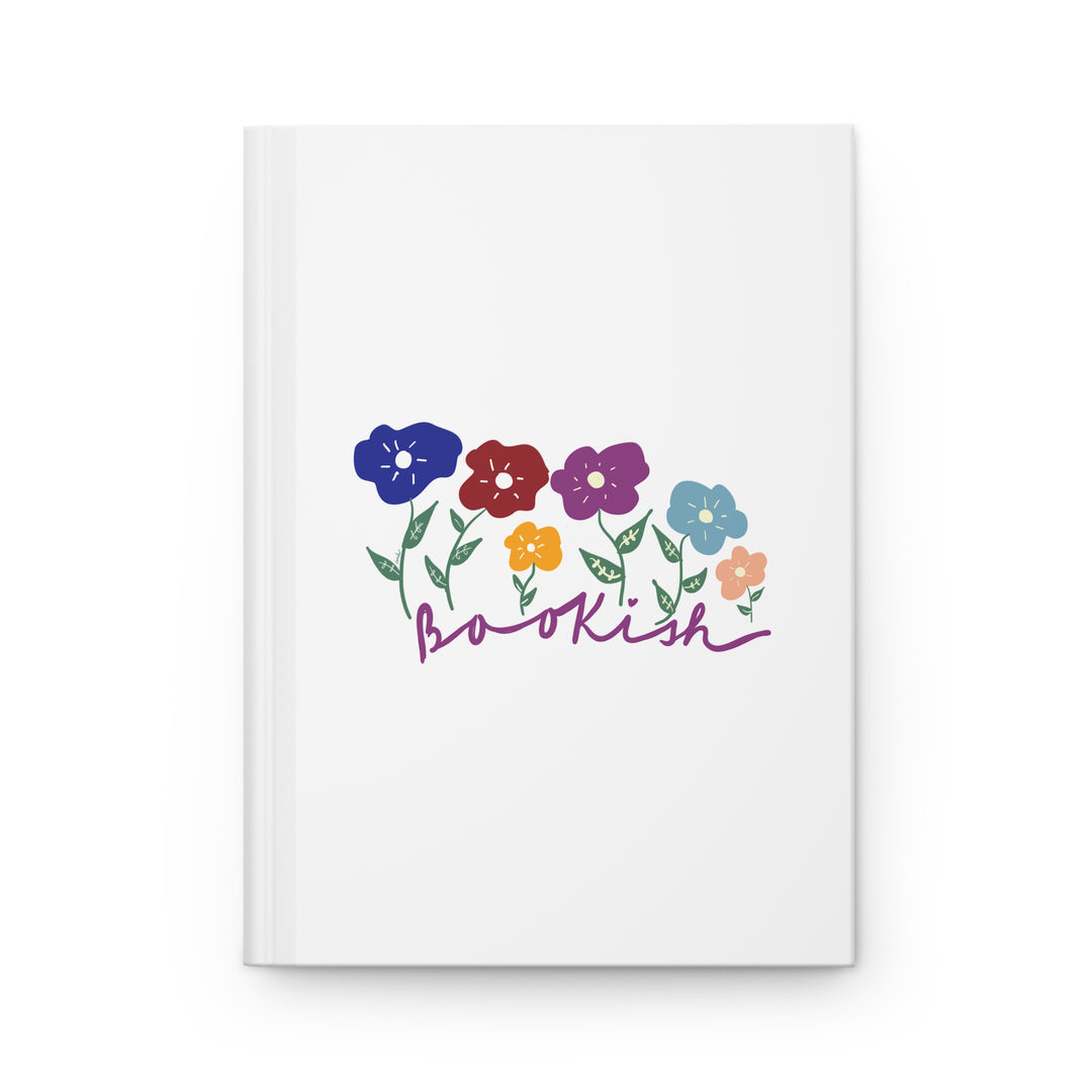 Journal with hand drawn flowers and the word 'Bookish' on the cover by Annmarie Boyle for the Bookish stationery collection.
