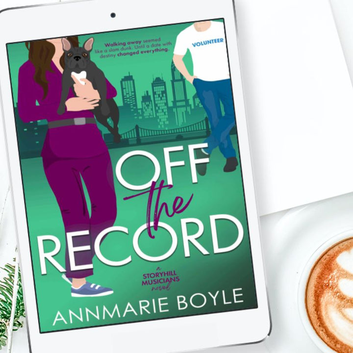 E-book cover, Off the Record, Book 3 in the Storyhill Musicians contemporary romance series by Annmarie Boyle.