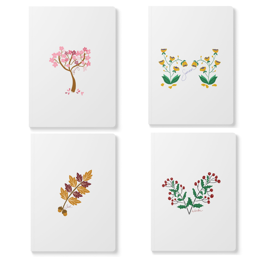 Set of four seasonal journals - spring, summer, fall, and winter- by Annmarie Boyle