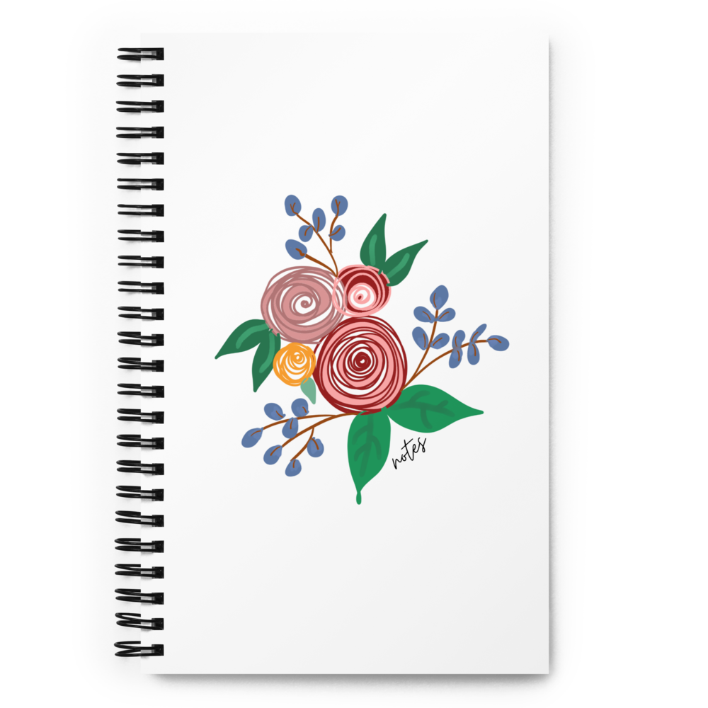 Floral notebook with multiple hand-drawn abstract on the cover by Annmarie Boyle at The Landing for the Floral Notes stationery collection