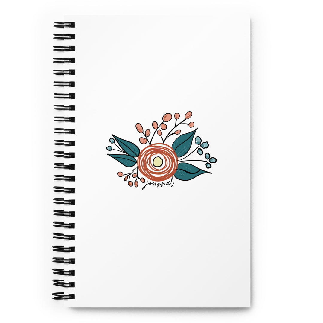 Floral journal with an abstract flower in muted tones and the word 'journal' on the cover - Floral Notes notebook collection by Annmarie Boyle